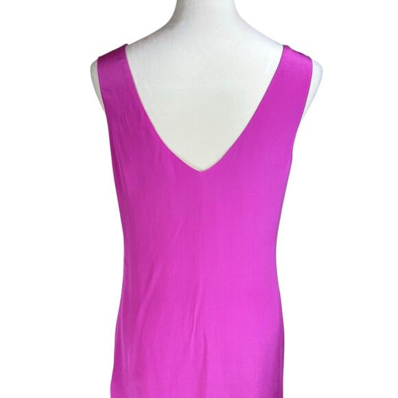 Cynthia Rowley Magenta Pink Purple 100% Silk Sleeveless V-neck Mini Slip Dress - Picture 8 of 10